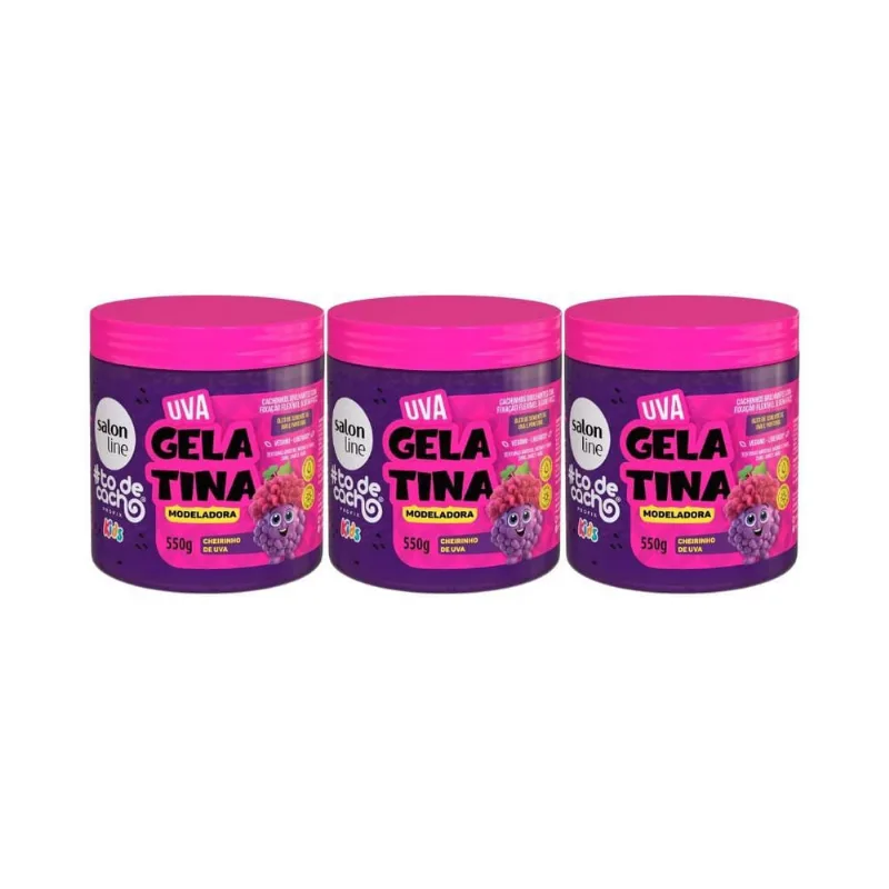 Gelatina Capilar Salon Line 550G Todecacho Kids Uva - 3Un