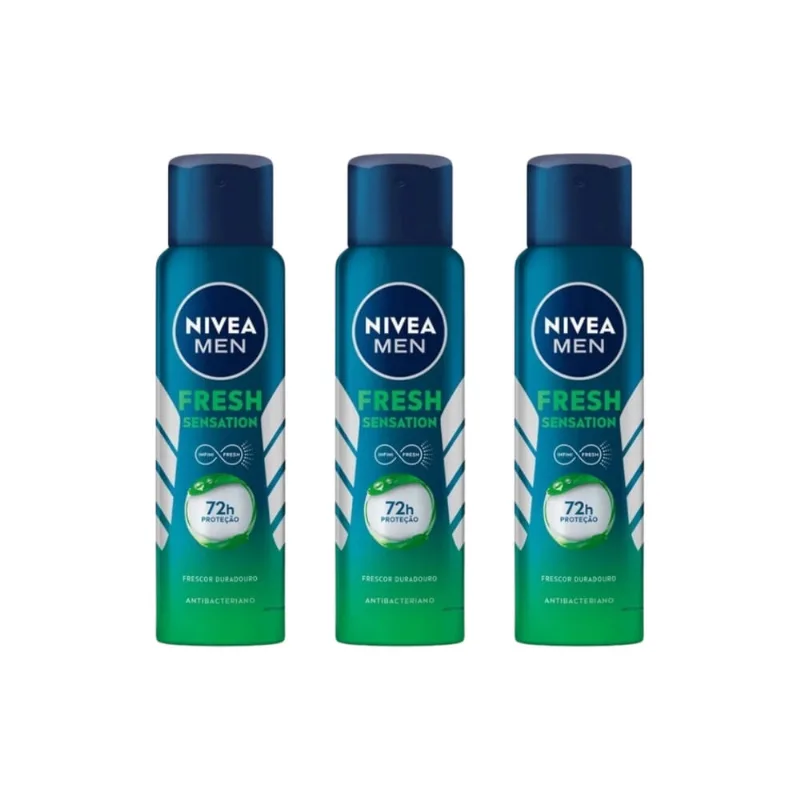 Desodorante Aero Nivea 150ml Masc Antibac fr Sensation - 3un