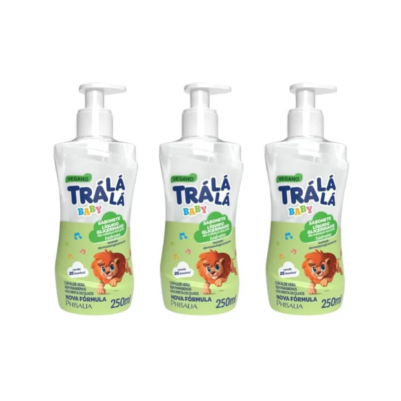 Sabonete Liquido Tra La La Baby 250Ml Hidratante - Kit C/3Un