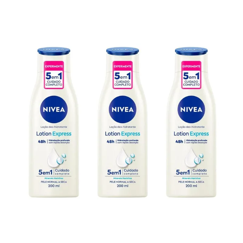 Hidratante Corporal Nivea 200ML Lotion - Kit c/ 3un