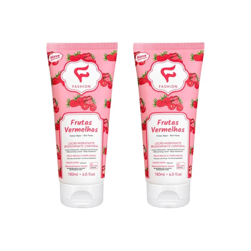 Loçao Hidratante Fashion 180ml Frutas Vermelhas - Kit c/ 2un