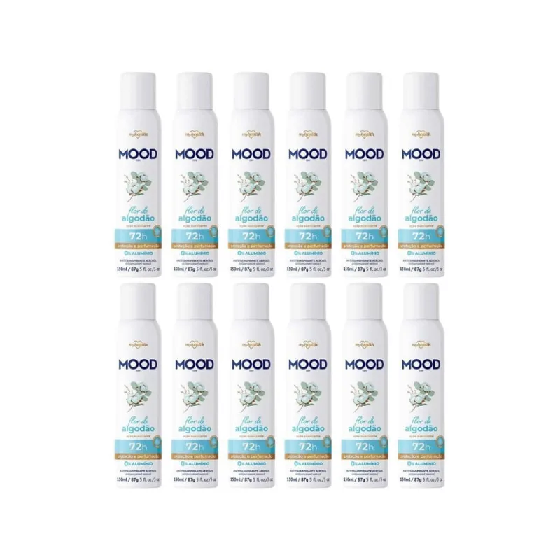 Desodorante Aero Mood 150Ml Flor De Algodao - Kit C/12Un