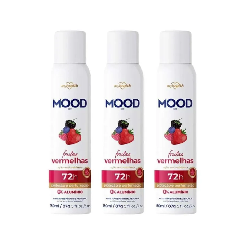 Desodorante Aero Mood 150Ml Frutas Vermelhas - Kit C/3Un
