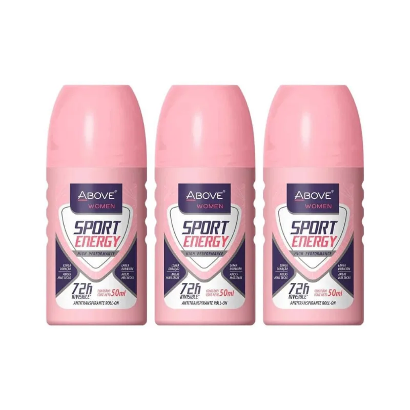 Desodorante Roll-On Above Women Sport Energy 50Ml - 3Un