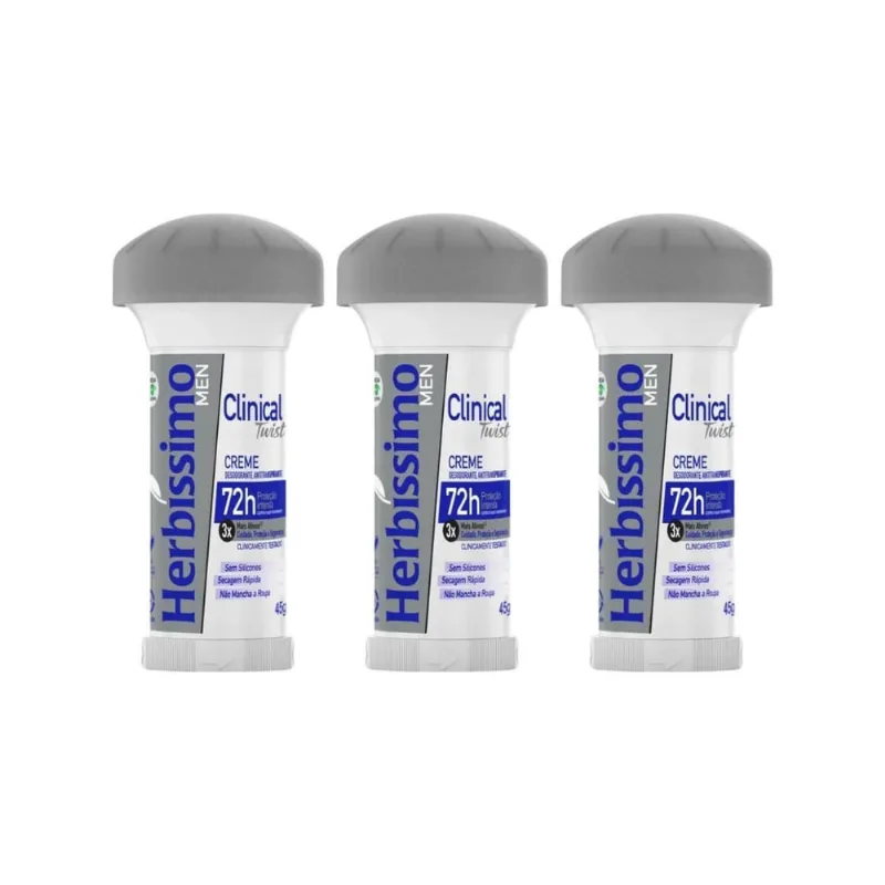 Desodorante Herbissimo Stick Creme Clinical Men 45G- Kit 3Un
