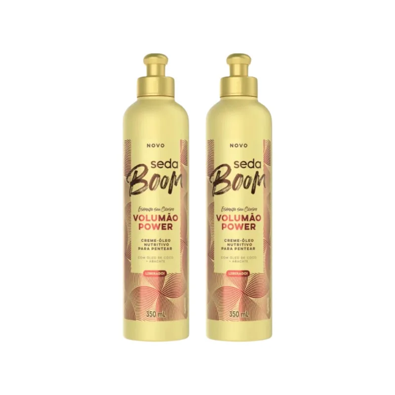 Creme de Pentear Seda 350ml Boom Volumao Black - Kit C/2un
