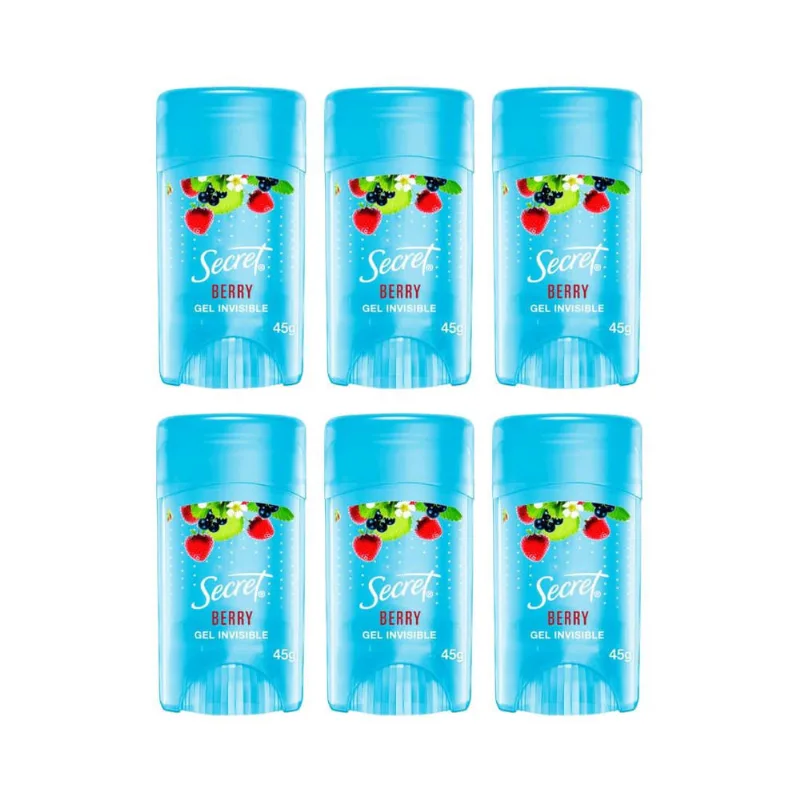 Desodorante Secret Stick Gel 45g Berry - Kit c/ 6un
