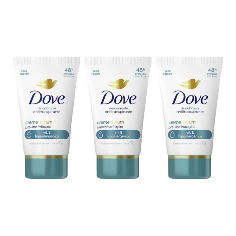 Desodorante Creme Dove Fem Previne Irritaçao 50G - Kit C/3Un