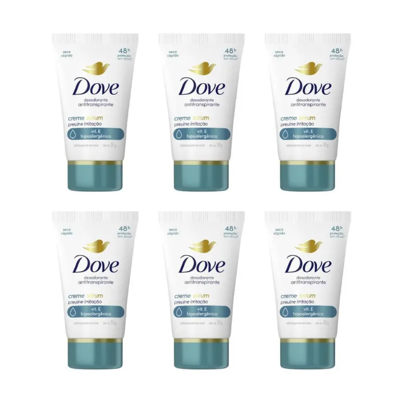 Desodorante Creme Dove Fem Previne Irritaçao 50G - Kit C/6Un