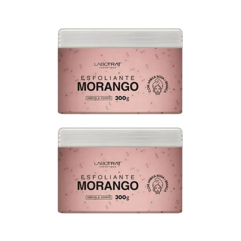Esfoliante Labotrat Corpo E Rosto 300G Morango - Kit Com 2Un