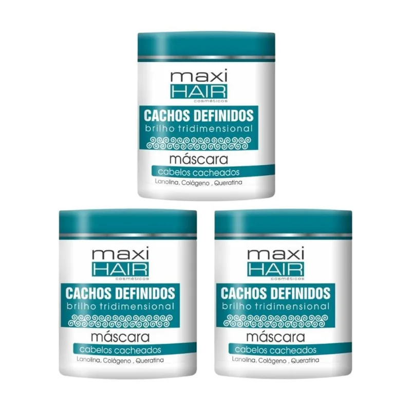 Mascara Maxihair 500G Cachos Definidos - Kit Com 3Un