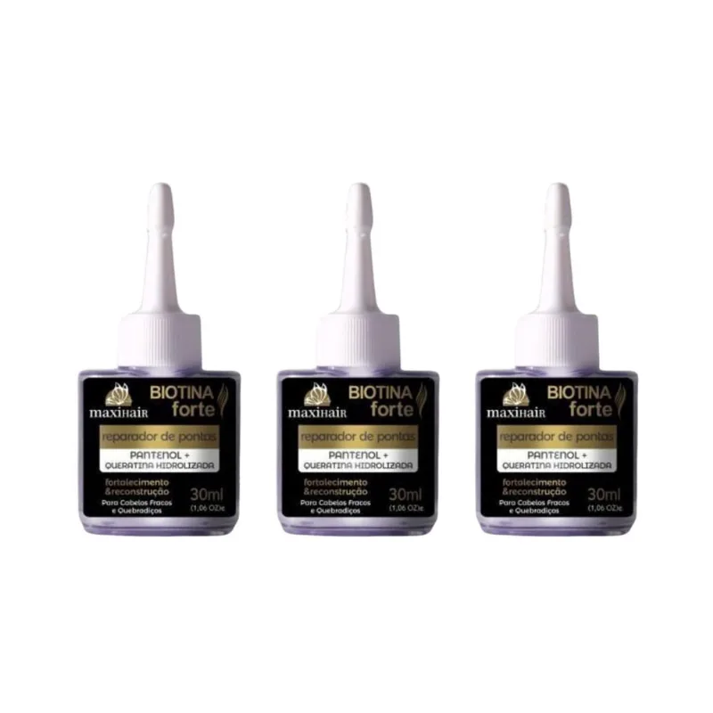 Reparador de Pontas Maxihair 30ml biotina forte - Kit c/ 3un