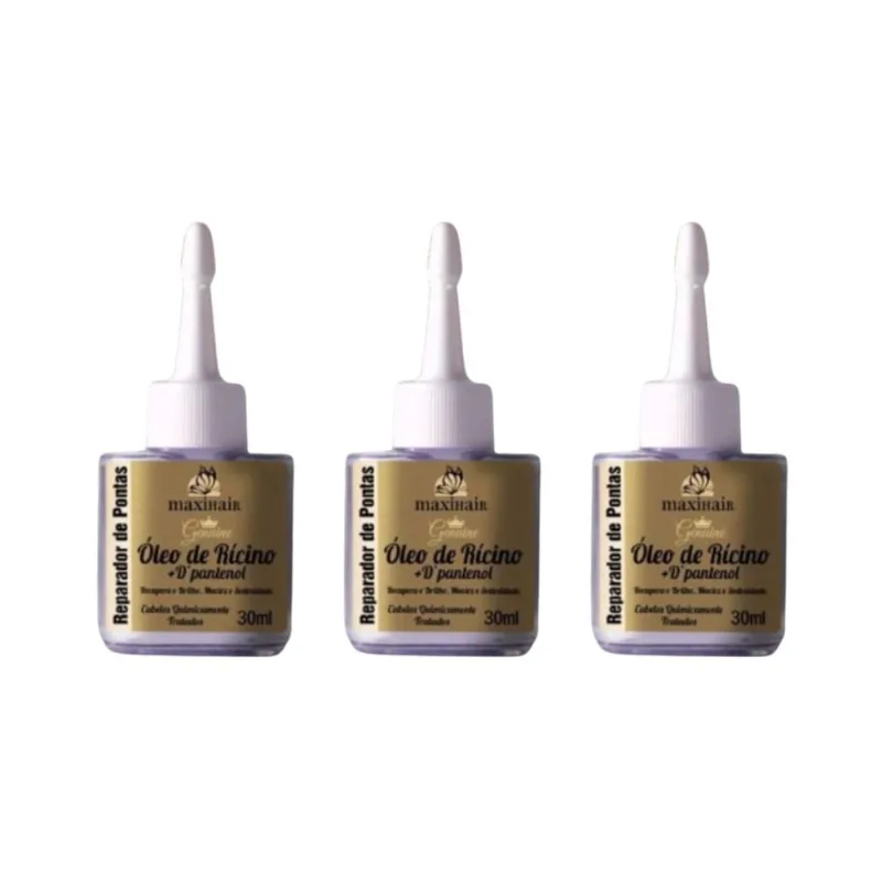 Reparador de Pontas Maxihair 30ml Oleo de Ricino + DPantol-3un