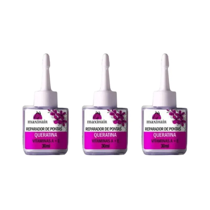 Reparador de Pontas Maxihair 30ml Queratin - Kit c/ 3un