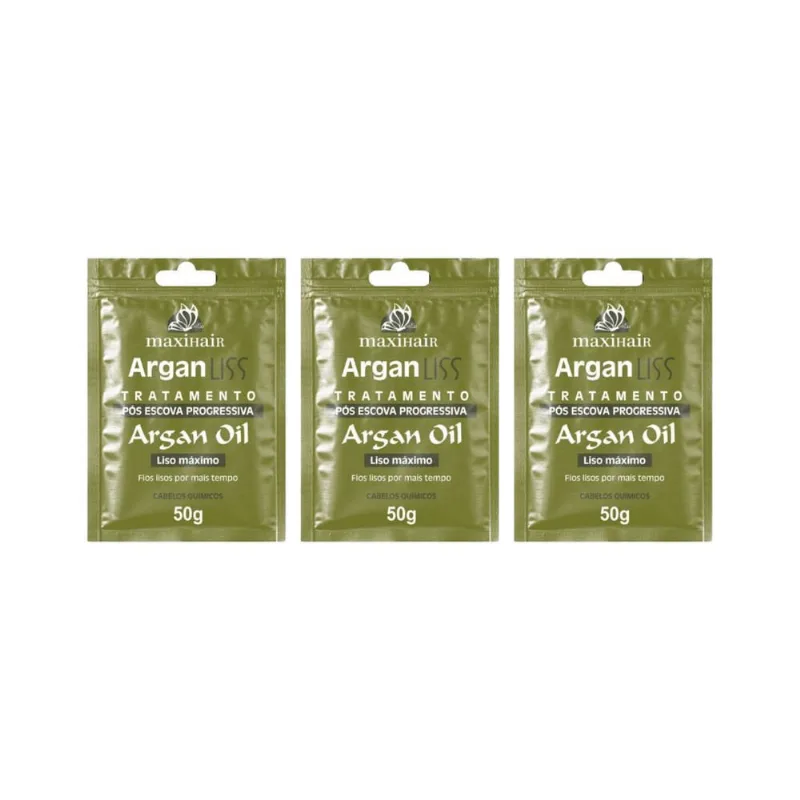 Sache Maxihair 50g Argan Liss Pos Escova - Kit c/ 3un