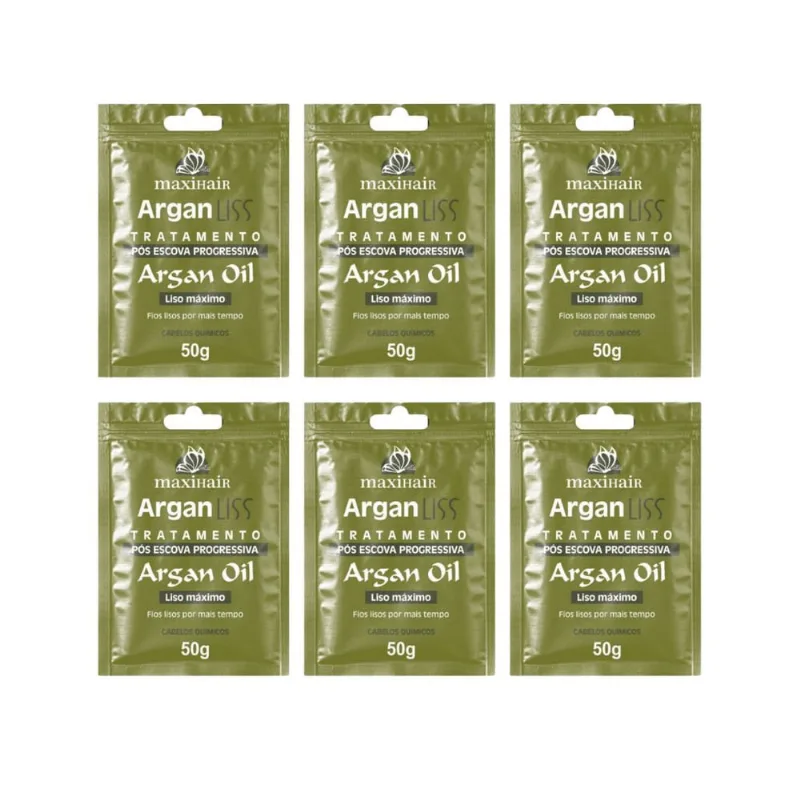 Sache Maxihair 50g Argan Liss Pos Escova - Kit c/ 6un