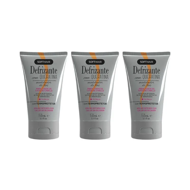 Defrizante Soft Hair 150G Queratina - Kit Com 3Un