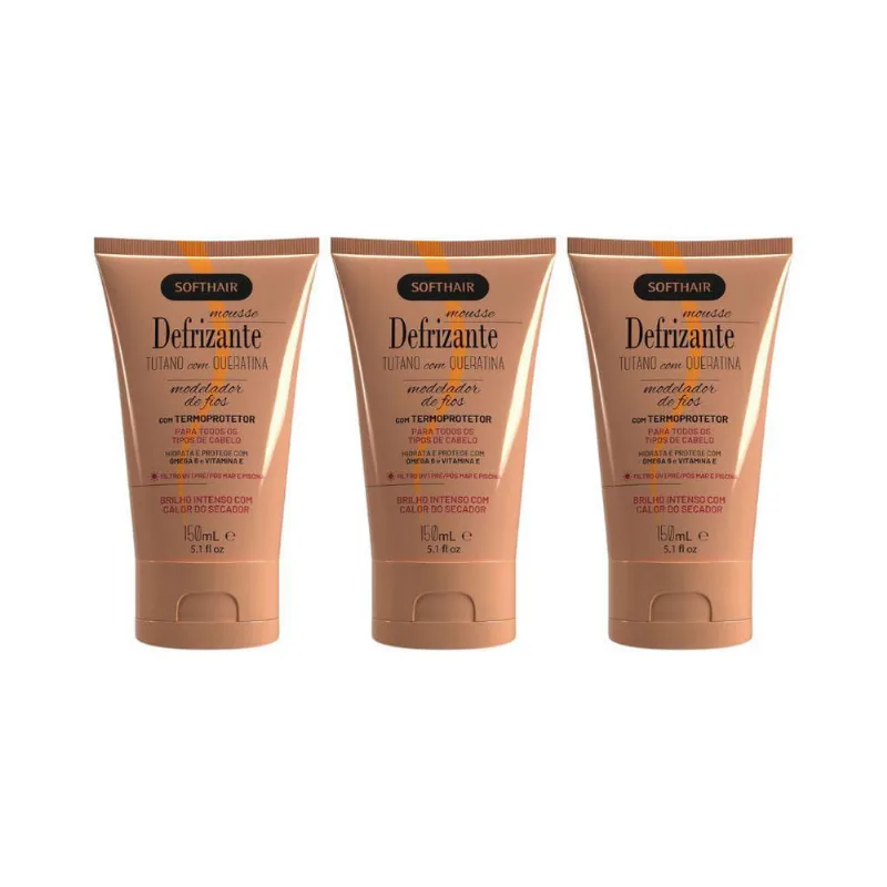 Defrizante Soft Hair 150G Tutano E Queratina - Kit Com 3Un