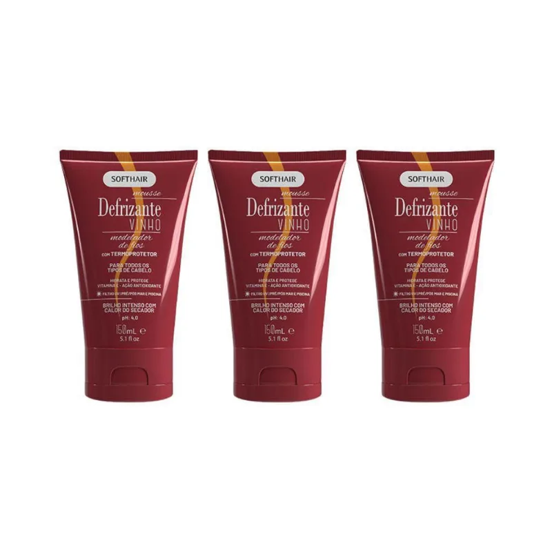 Defrizante Soft Hair 150G Vinho - Kit Com 3Un