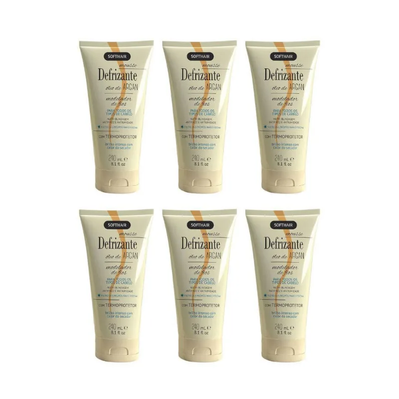 Defrizante Soft Hair 240 Ml Argan - Kit Com 6Un