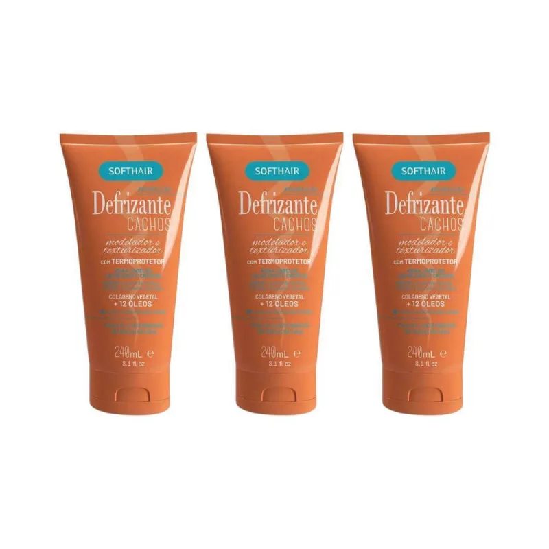 Defrizante Soft Hair 240 Ml Cachos - Kit Com 3Un