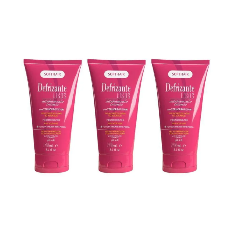 Defrizante Soft Hair 240 Ml Lisos - Kit Com 3Un