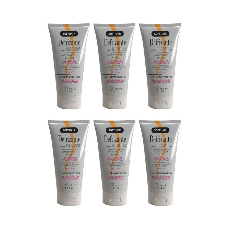 Defrizante Soft Hair 240 Ml Queratina - Kit Com 6Un