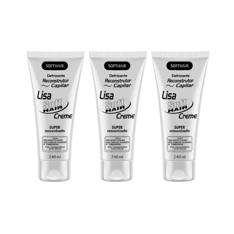Defrizante Soft Hair 240 Ml Reconstruror Lisa Creme - 3Un