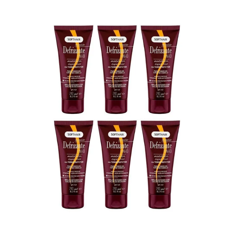 Defrizante Soft Hair 240 Ml Vinho - Kit Com 6Un