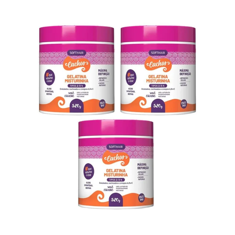 Gelatina Soft Hair 520g Cachos Misturinha Modeladora - 3un