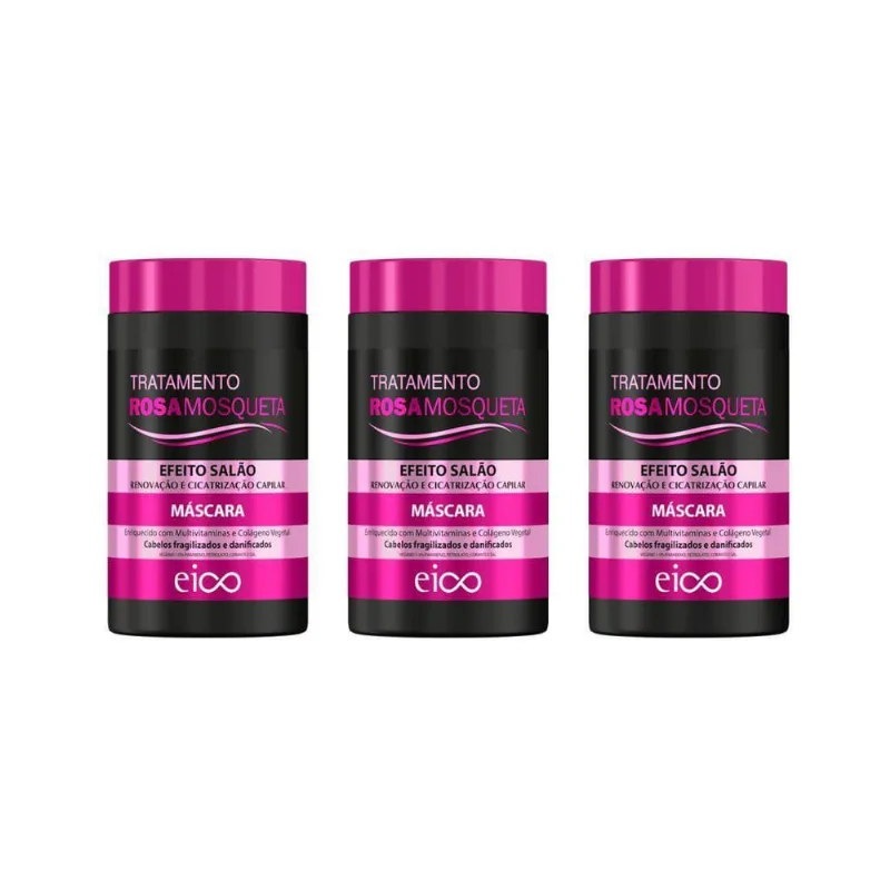 Mascara Eico 1Kg Rosa Mosqueta Efeito Salao - Kit Com 3Un