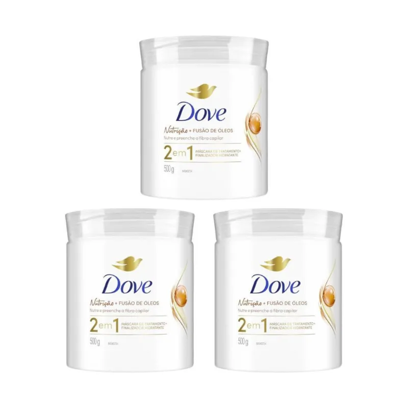 Mascara Dove 2Em1 Nutriçao 500G - Kit Com 3Un