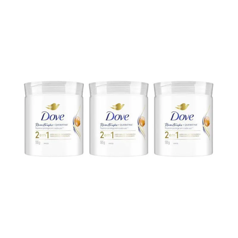 Mascara Dove 2Em1 Reconstruçao 500G - Kit Com 3Un