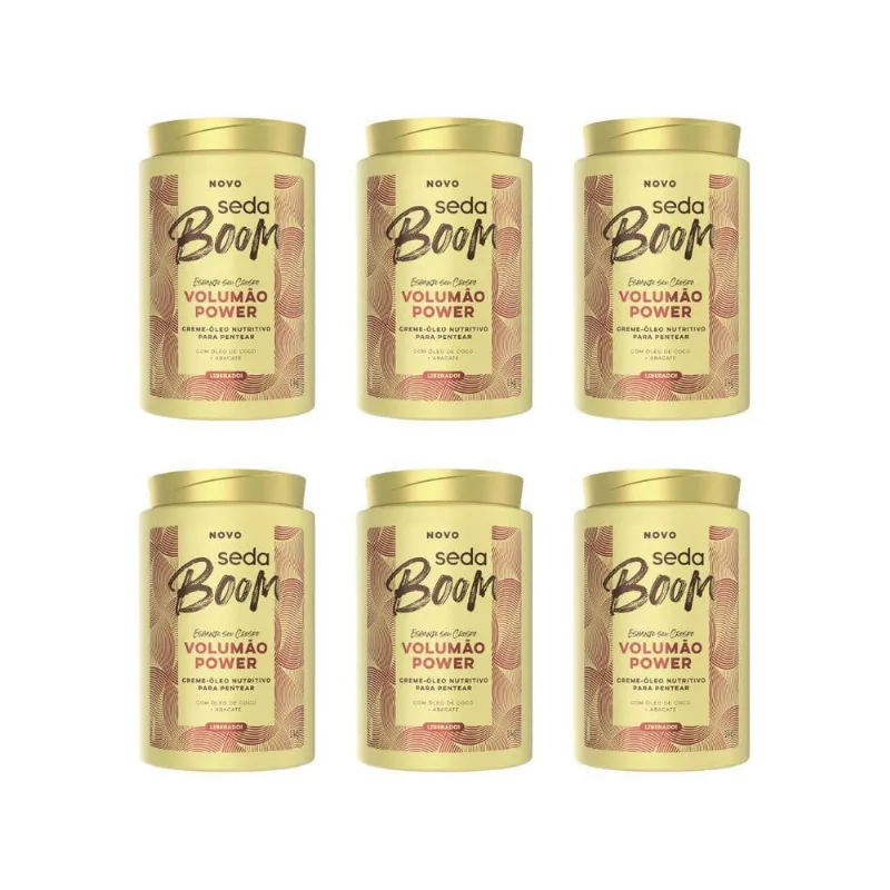 Creme De Pentear Seda Boom Volume Black 1Kg - Kit Com 6Un