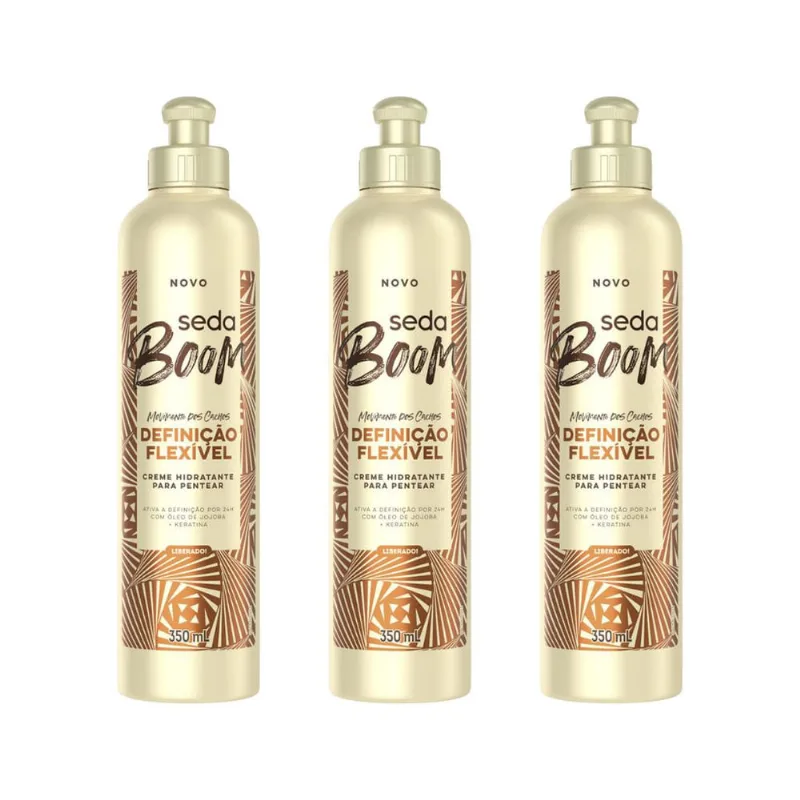 Creme Para Pentear Seda 350ml Boom Definiçao Flexivel - 3un