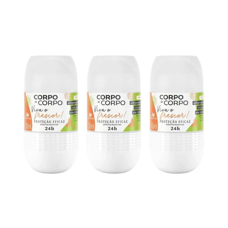 Desodorante Roll-On Corpo A Corpo Frescor 50Ml - Kit Com 3Un