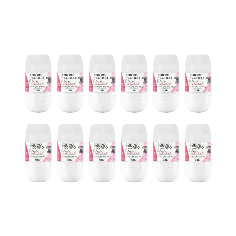 Desodorante Roll-On Corpo A Corpo Natural 50Ml - Kit 12Un