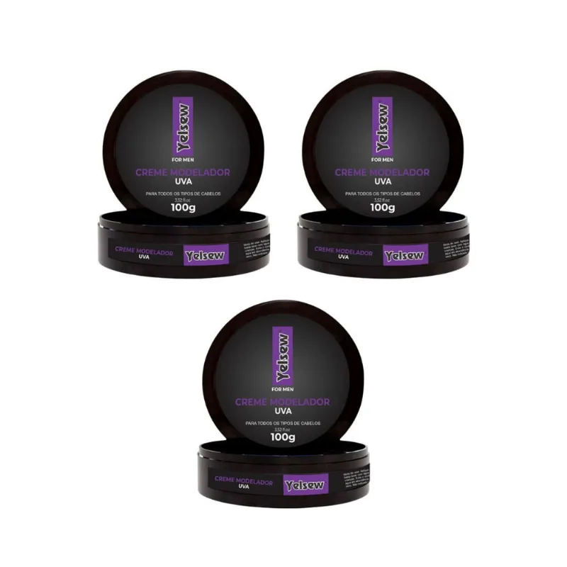 Creme Modelador Capílar Yelsew Uva 100g - Kit c/ 3un