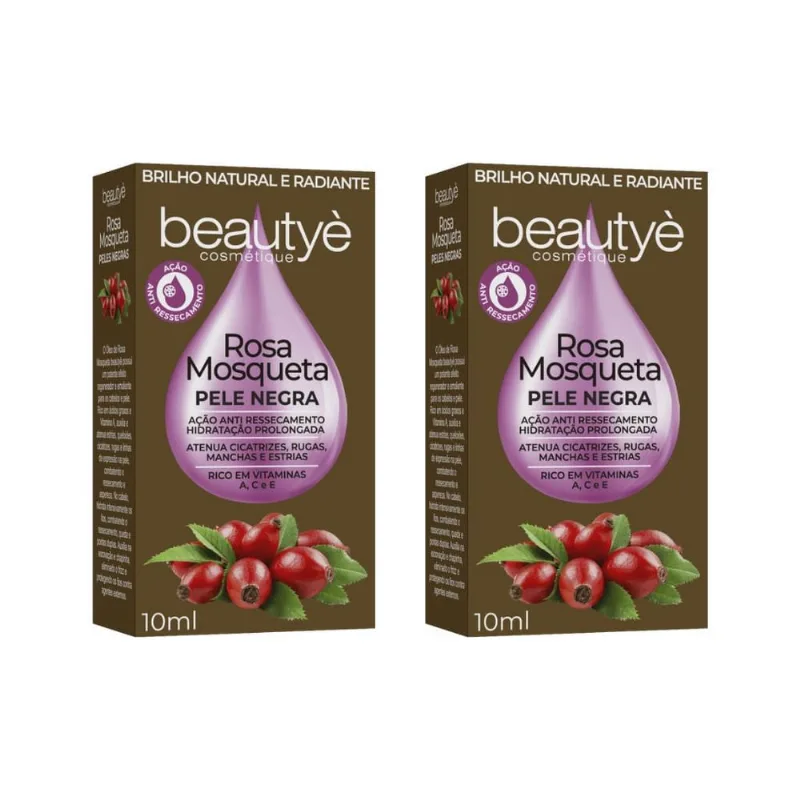 Oleo De Rosa Mosqueta Beautye 10Ml Pele Negra - Kit Com 2Un
