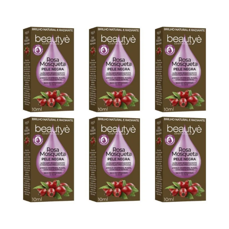 Oleo De Rosa Mosqueta Beautye 10Ml Pele Negra - Kit Com 6Un