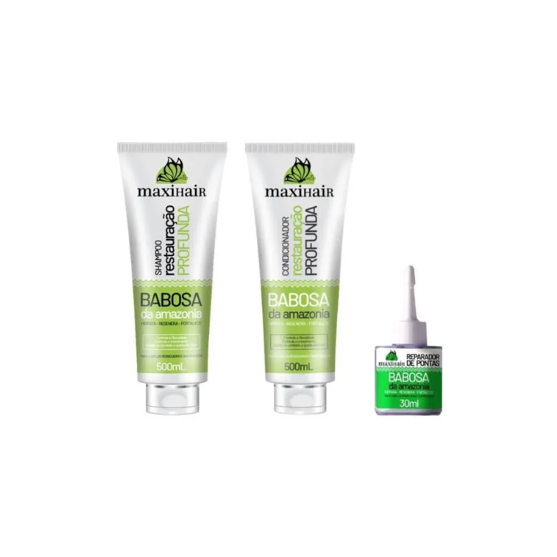 Kit Babosa Da Amazonia Maxihair Shamp + Cond + Rep De Pontas