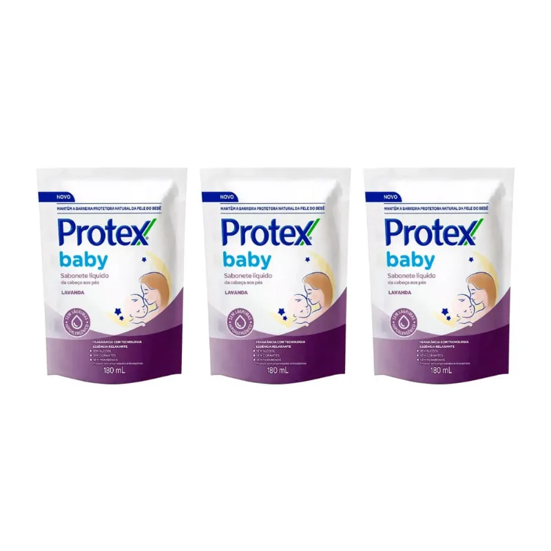 Sabonete liquido Protex Baby Refil 180ml Lavanda - Kit C/3un