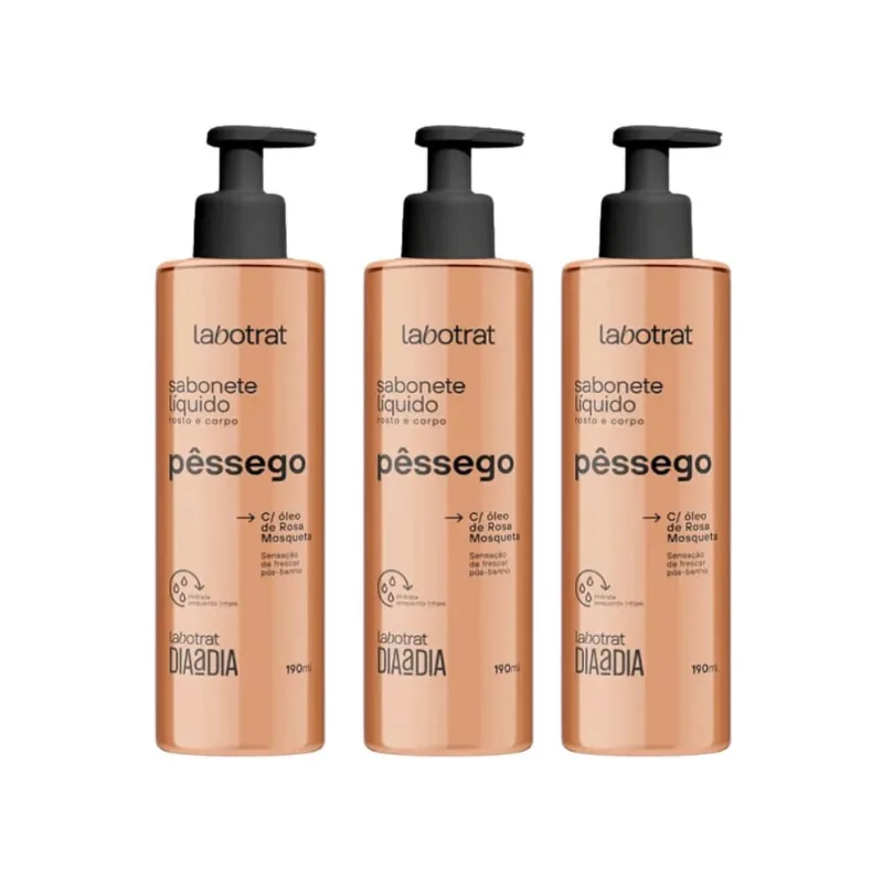 Sabonete Liquido Labotrat 190ml Pessego - Kit c/ 3un