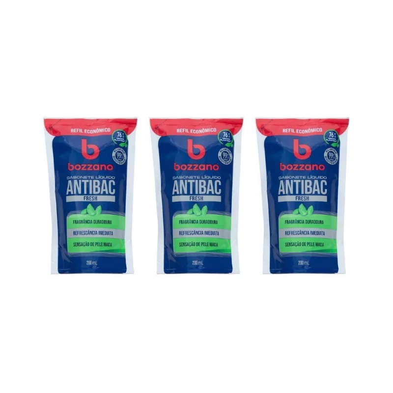 Sabonete Liquido Bozzano Fresh Refil 200Ml - Kit Com 3Un