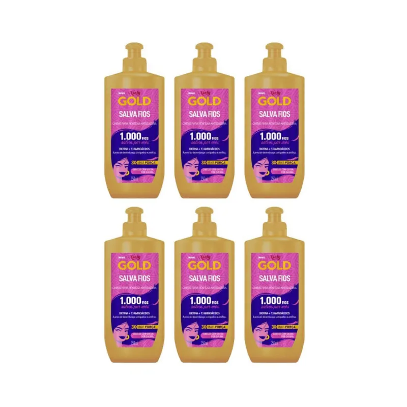 Creme Pentear Niely Gold Salva Fios 250ml - Kit c/ 6un