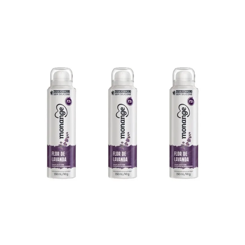 Desodorante Aero Monange 150Ml Flor De Lavanda - Kit C/3Un