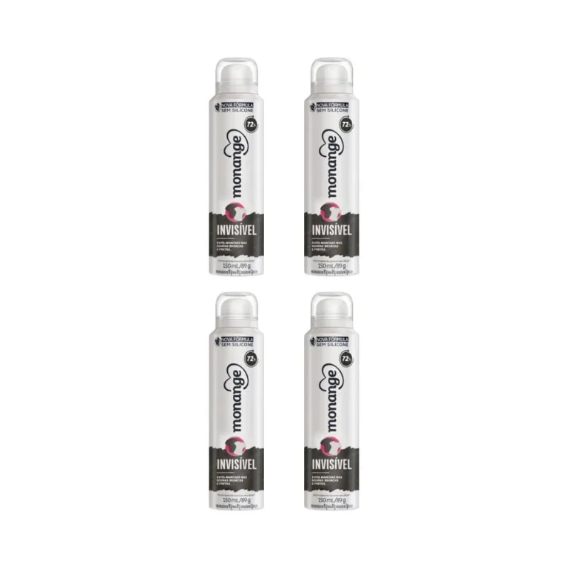 Desodorante Aero Monange 150Ml Anti Invisível-Kit C/4Un