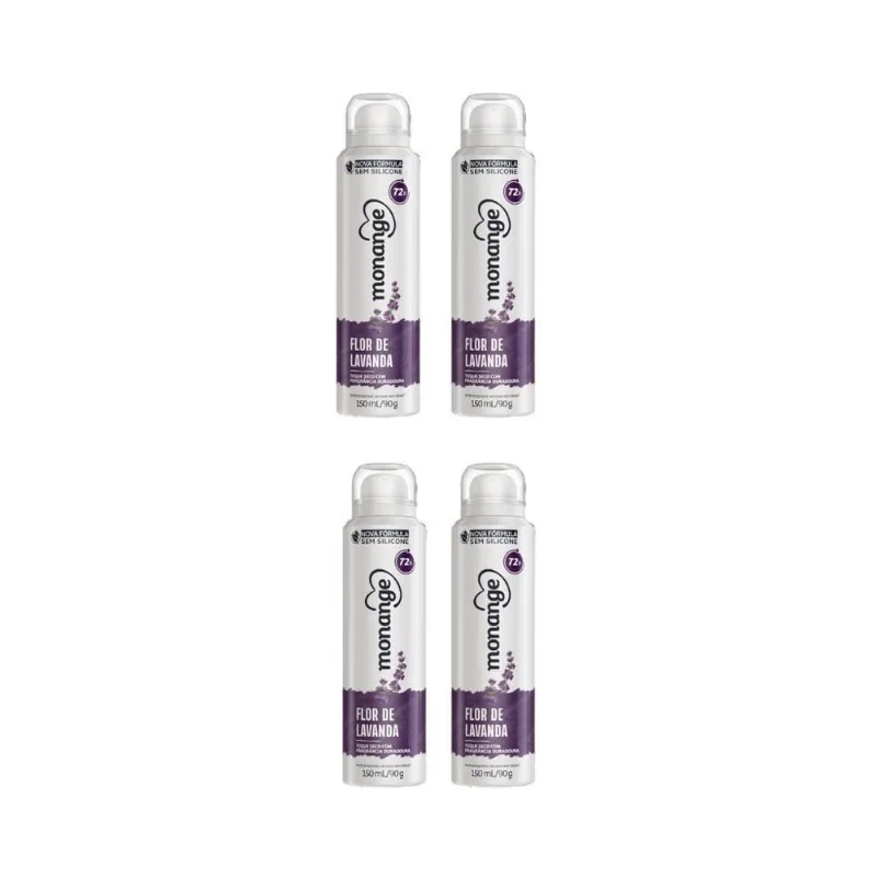 Desodorante Aero Monange 150Ml Flor De Lavanda-Kit C/4Un
