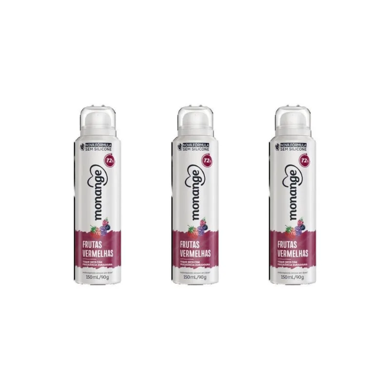 Desodorante Aero Monange 150Ml Frutas Vermelhas - Kit C/3Un