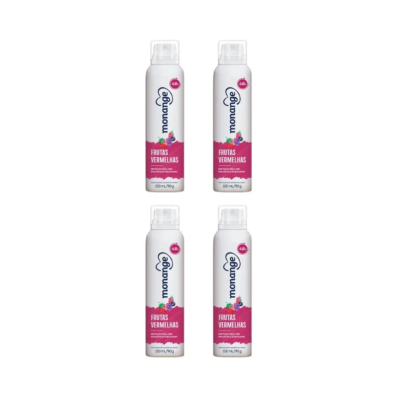 Desodorante Aero Monange 150ml Frutas Vermelhas-Kit C/4un